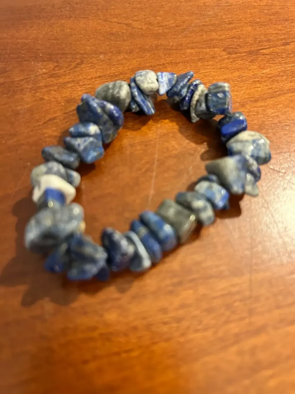 Beautiful Lapis Lazuli Gemstone Bead Stretch Bracelet Blue Multi Shade Variation